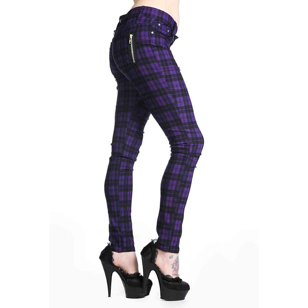Banned - CHECK Skinny fit broek - Paars Product image